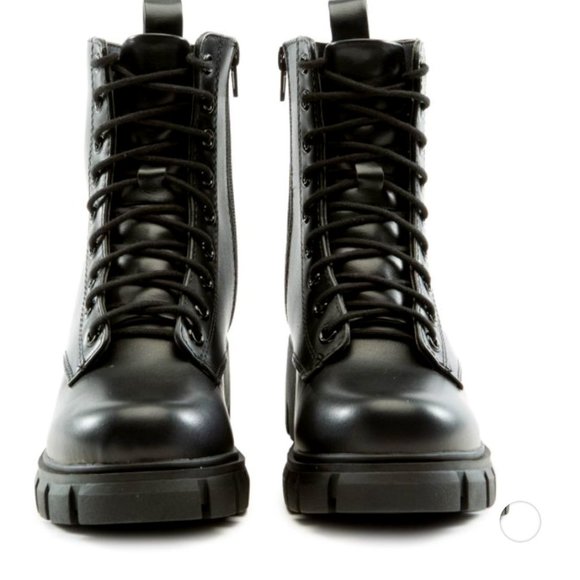 New Black Lace Up Combat Military Ankle Boots Booties - Picture 6 of 6